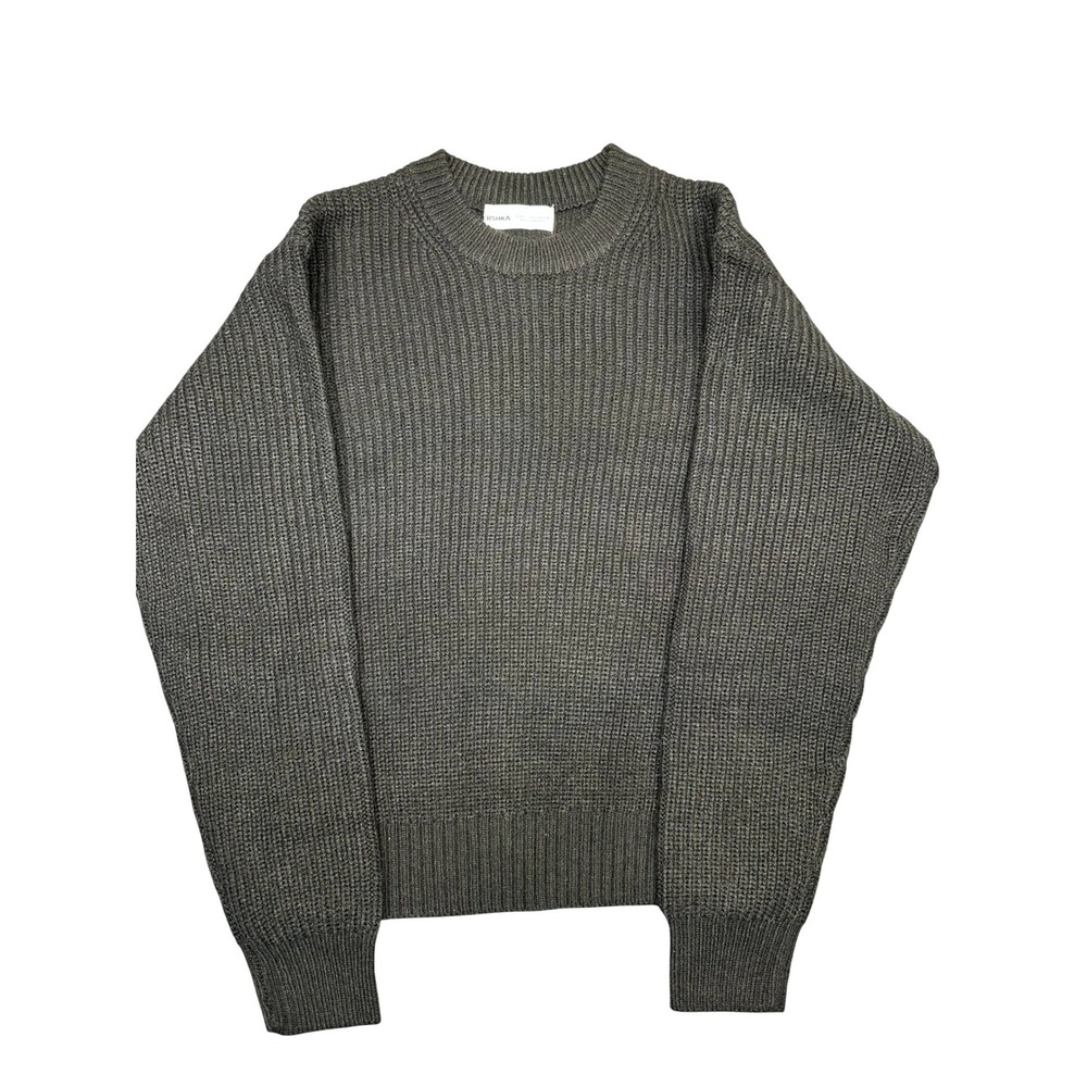 Bershka Womens Ribbed Knit Crewneck Sweater Charcoal‎ Grey Size S 7335/623/800/S